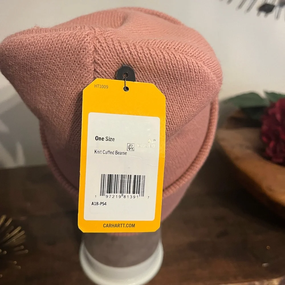 Carhartt Dusty Pink Knit Cuffed Beanie One Size